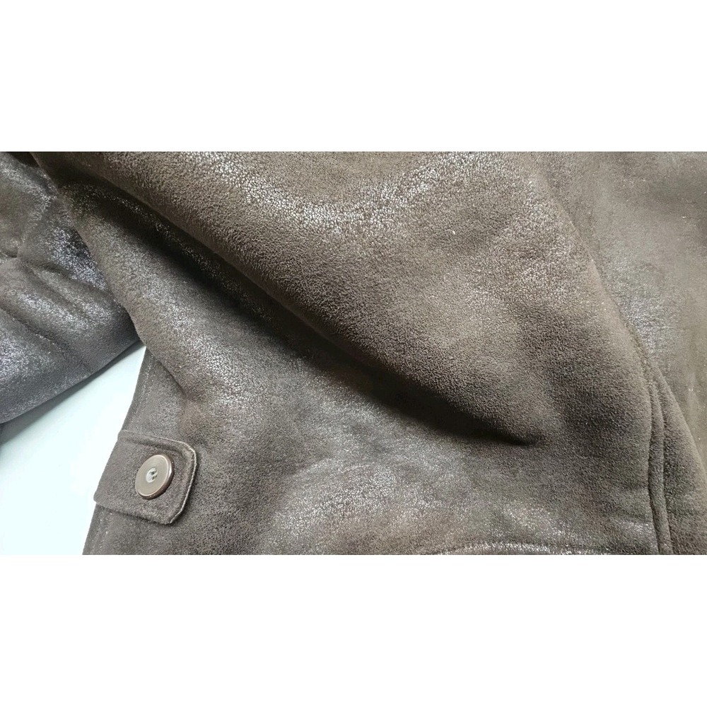 Wilsons Leather Pelle Studio Shearling Bomber Jacket Brown Faux Fur Lined 2XL - Picture 8 of 9